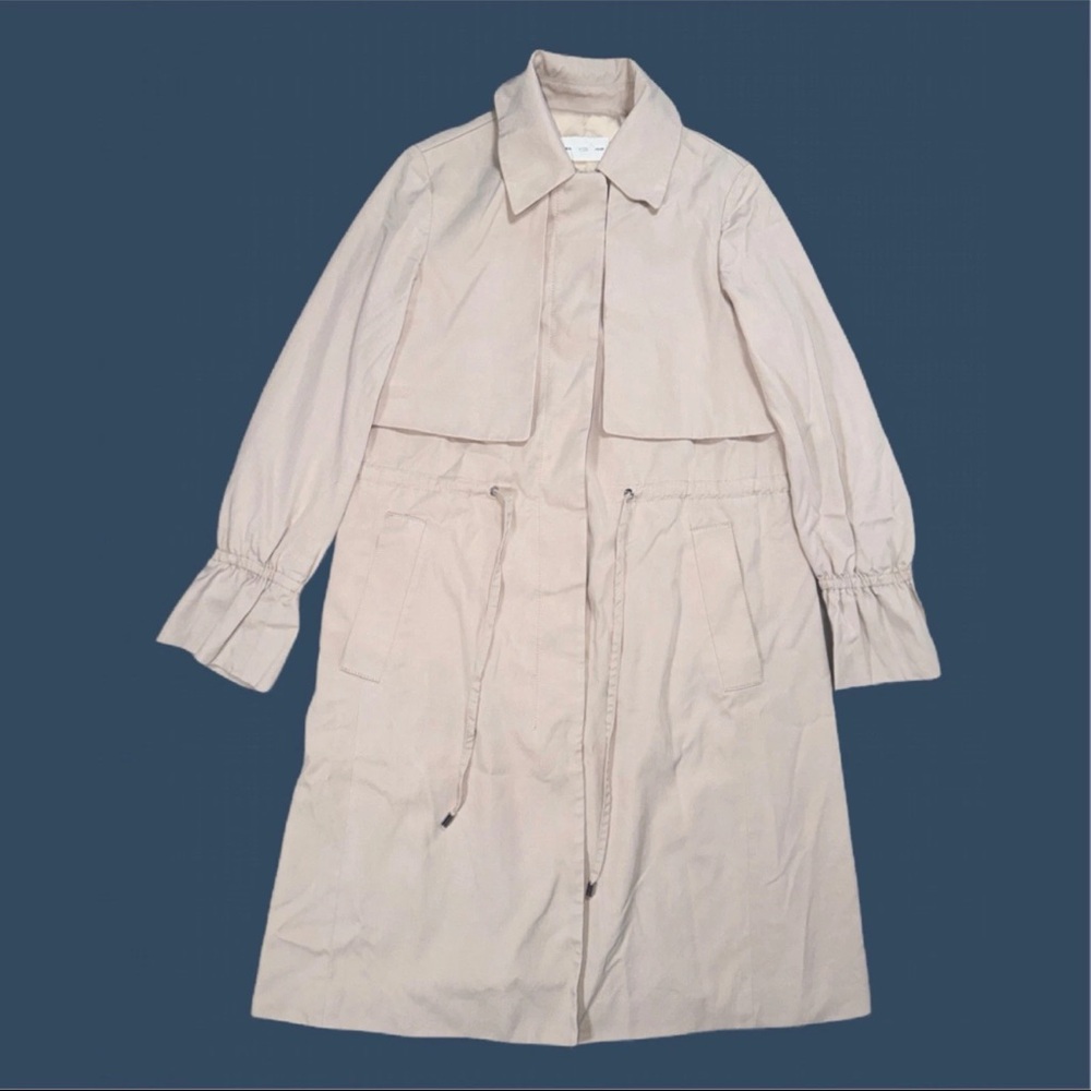Club Monaco Womens Pale Pink Beige Long Sleeve Trench Coat XS - Picture 2 of 16